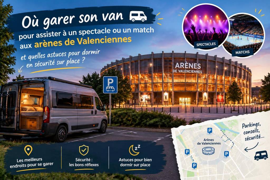 Où garer son van pour assister à un spectacle ou un match aux arènes de valenciennes et quelles astuces pour dormir en sécurité sur place